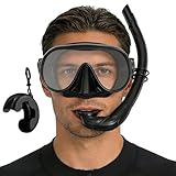 Schnorchel-Set für Erwachsene, Panoramablick, auslaufsicher, mit Box und verstellbarem Riemen, faltbares Schnorchel-Set, für Damen, Herren, Familie, Liebhaber, Sportler, Schwimmen, Training