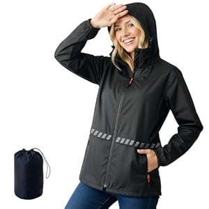 Waterproof Rain Jacket for Women, Lightweight Packable Raincoat with Hood for Outdoor Golf Hiking Travel Windbreaker
