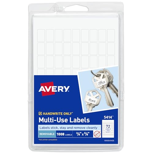 Avery Multi-Use Removable Labels, 3/8' x 5/8', White, Non-Printable, 1,008 Blank Labels Total (5414)