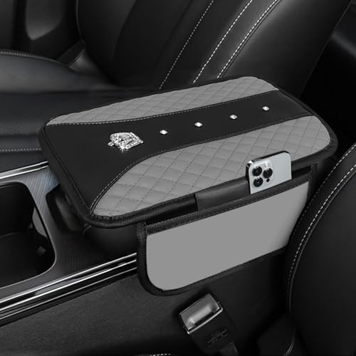 NBTEPEM Bling Crown Car Center Console Armrest Cover,
