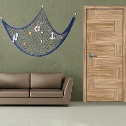 Red de pesca azul de algodón YARNOW de 2 unidades para decoración 6