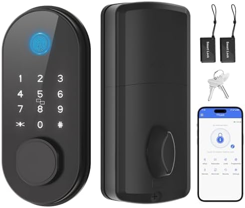 Veise 7-in-1 Smart Door Lock - Fingerprint, App Control, Keypad Entry With Matte Black Finish