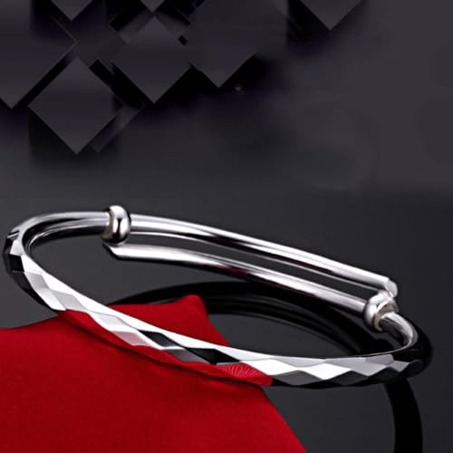 Pulsera de manguito ajustable QYYZTHX con forma diamantada para mujer 4