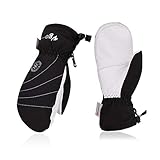 Vgo -4℉ or Above 3M Thinsulate G150 Lined Winter Warm Goatskin Leather Ski Gloves, Waterproof...