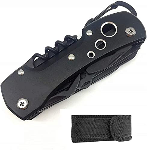 Multitool Pocket Hunting Camping Survival Army Knives-Stainless Steel Knife, Multi-Functional Folding Knives(Black)