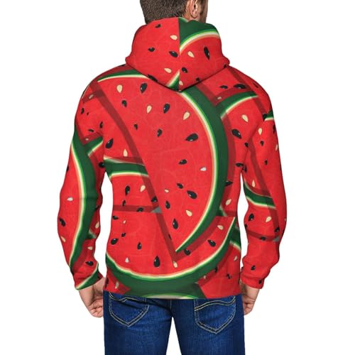 Sweat à capuche polyester doux homme avec imprimé pastèque rouge unique - 7