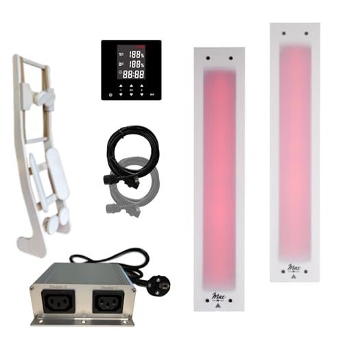 SET frameless InfraROTmed MAX© ICE Tiefenwärmestrahler + Steuerung icon 2 TOUCH, Infrarotstrahler für Sauna und Infrarotkabine, Vollspektrumstrahler (1x500W + 1x 750W + S + Lehne)