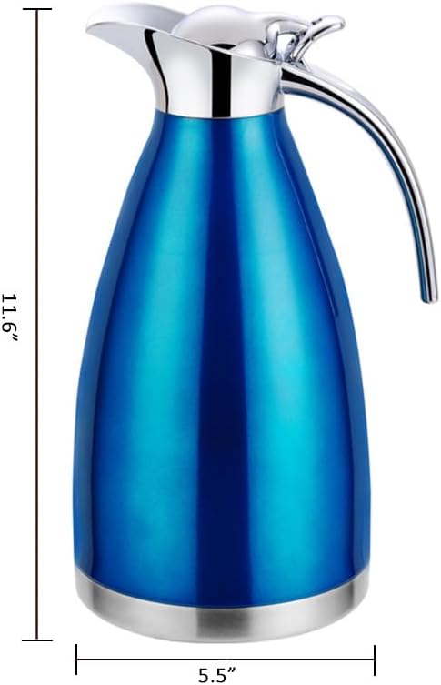 Miniatura 2 de Jarra térmica de 68 onzas, calentador de té aislado de doble pared, jarra de café de acero inoxidable de grado alimenticio para más de 12 horas,