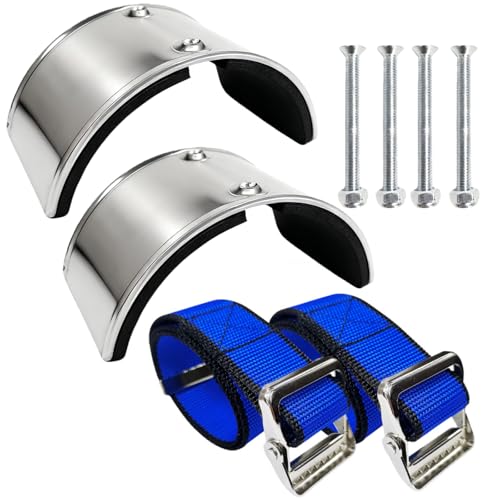 VanHuavic Drywall Stilts Replacement Kits2PCS Aluminum Alloy Curved Leg Plates + 2 Blue Nylon Stilt Straps Universal Stilt Accessories for Home Improvement Plastering Painting