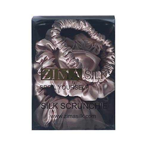 ZIMASILK 22 Momme Silk Scrunchie Set - Standard, Small, Mini - 100% Pure Mulberry Silk Scrunchies with Elastic Band,Best For Women And Girls'Hair(3 Sizes, Pink)