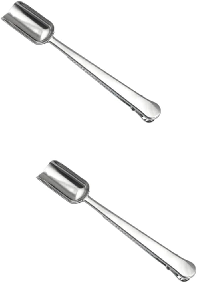 Mikinona 2pcs Stainless Steel Tea Scoop with Clip Tea Shovel Comfortable Handle for Easy Use and Versatile Applications