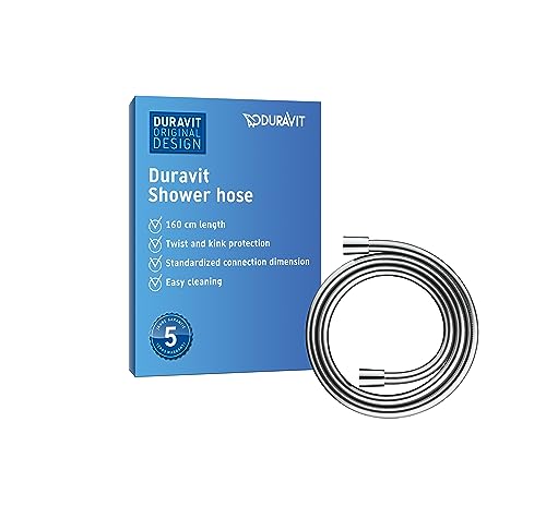 Duravit Universal Shower Hose, Shower Hose 1,60 m with Anti-Twist Protection, Kink Protection, Chrome, 1600mm | Kunststoff chrom
