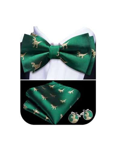 Image of YOHOWA Paisley Striped Men Bow Tie Pre-Tied Formal Adjustable Colorful Bowties Handkerchief Cufflinks Set Wedding Party