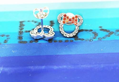MixiuEuro Girls mickey Mouse Stud Earrings 925 Sterling Silver Amethyst Green Blue CZ Cubic Zirconia minnie mouse Stud Earrings Jewellery Gift For Girls Child