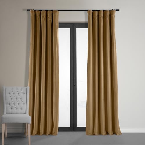HPD Half Price Drapes Signature Velvet Blackout Curtains For Bedroom 50 x 96 (1 Panel), VPCH-140805-96, Amber Gold