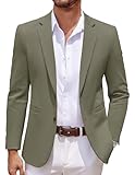 COOFANDY Men's Casual Knit Blazer Two Button Lightweight Sport Coats Suit Jacket Olive Green