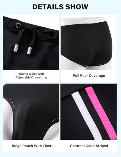 Casey Kevin Men's Quick Dry Swim Briefs Bikini Swimwear with Drawstring