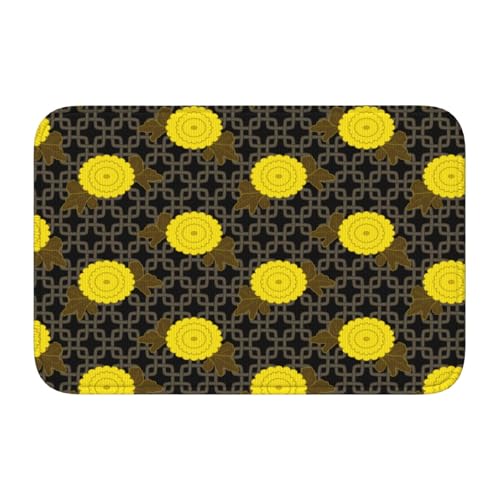 玄関マット 菊の花柄模様 バスマット 室内 屋外 足拭きマット カーペット おしゃれ 北欧 滑り止め付き 洗える ベットルーム 浴室 台所 寝室 業務用 家庭用 40×60cm