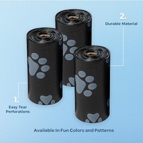 Image of Best Pet Supplies Dog Poop Bags, Rip-Resistant and Doggie Waste Bag Refills with d2w Controlled-Life Plastic Technology - Pack of 360, Black (Scented)