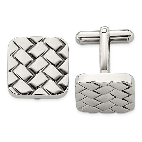 Mancuernillas de acero inoxidable tejidas para hombre 17 mm