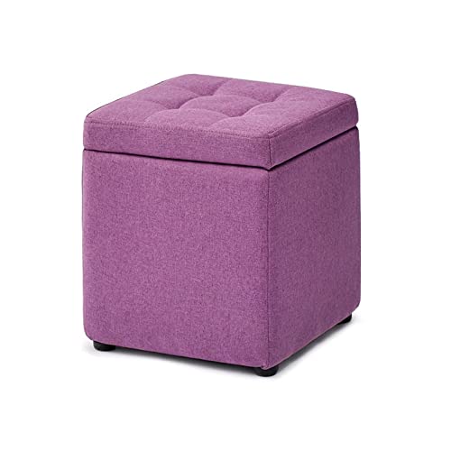 QYMYOZ Otomana de Almacenamiento, Taburete Cambiador Cuadrado de Tela de Lino, Taburete reposapiés Plegable en Forma de Cubo, baúl de Juguetes, Taburete de tocador, sillón para