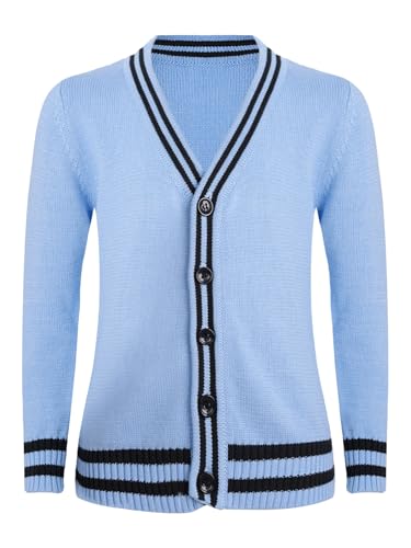 Boys Girls School Uniform Kids Cotton V-Neck Knit Cardigan Sweater Boys Outerwear Coat