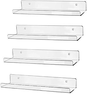 hblife 15" Clear Acrylic Floating Wall Ledge Shelf, Wall Mounted Nursery Kids Bookshelf