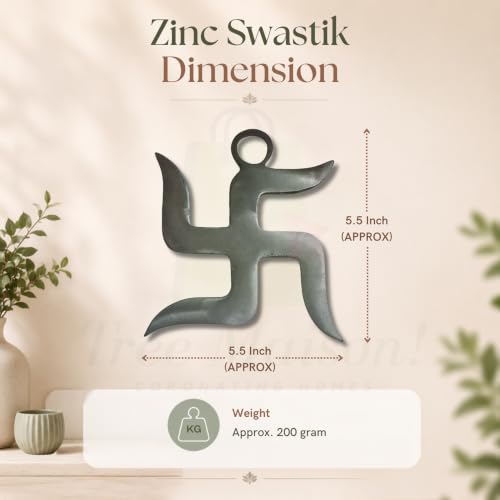 Image of Zinc Swastik (卐) Sathiya Wall Hanging Yantra | 5.5 Inches | Vastu Door Hanging for Good Luck & Auspicious Energy | Decorative Home Decor Symbol for Positive Vibes