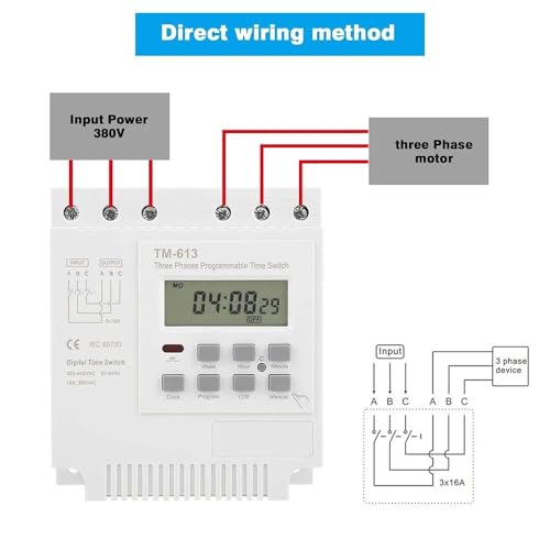 Image of MAXWELL 3‑Phase Digital Time Switch | Weekly Programmable | LCD Display |Flush Mount | 230V