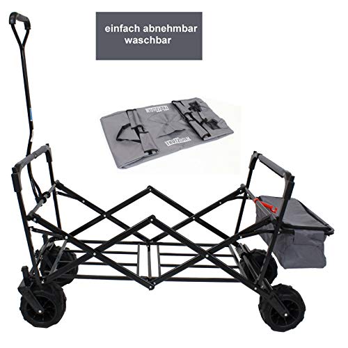 TRUTZHOLM Bollerwagen faltbar mit Dach 105 l Handwagen Gerätewagen Transportkarre Transportwagen drehbare Vorderräder 75 kg Tragkraft