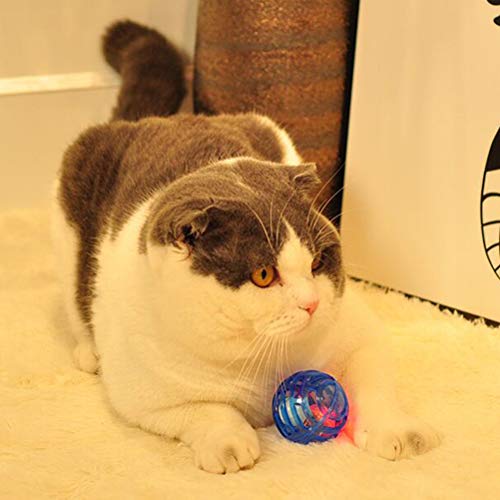 Conjunto de brinquedos de bola de sino de gato engraçado resistente à mordida luminosa para gatos de