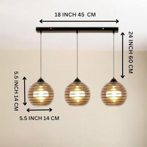 Image of Premium Luster Glass 3-Light Linear Hanging Ceiling Lamp Modern Textured Globe Cluster Pendant Chandelier for (Bulb not Included) Linear Set
