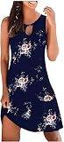 Frauen Kleider Freigabe, Party Elegante Damen Casual Sleeveless Oansatz Damen Aushöhlen Dünnes Minikleid (Color : Blue, Size : M)