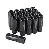 JDMSPEED New Black 20PCS 14X1.5MM 60MM Extended Forged Aluminum Tuner Racing Lug Nut