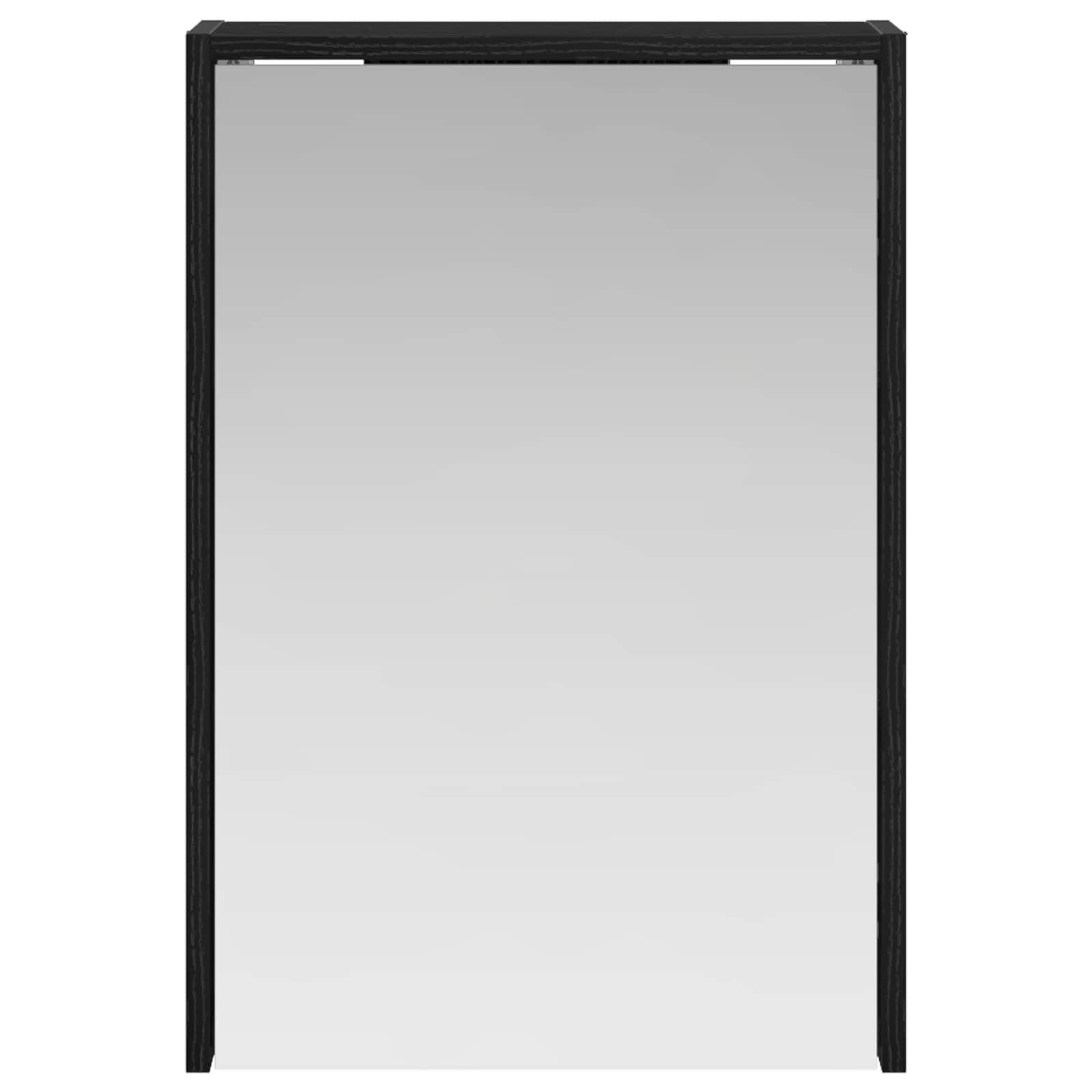 Armadietto da bagno a specchio nero effetto rovere, 43 x 16 x 62,5 cm, in legno con specchio bidirezionale e ripiani regolabili, montaggio a parete per mobili da bagno, portaoggetti