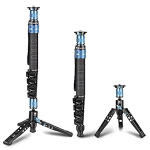 SIRUI P-325FS Monopod with Feet, 55″ Carbon Fiber Professional Lightweight Travel Monopod for Cameras, Max Load 22lbs, 360° Panorama, 5-Section, Quick Release Plate