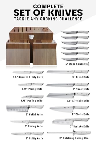 Dalstrong Knife Block Set - 18 Piece Colossal Knife Set - Gladiator Series - High Carbon German Steel - Acacia Wood - ABS Handles Kitchen Knives - Premium Kitchen Knife Set with Block - NSF Certified - Image 3