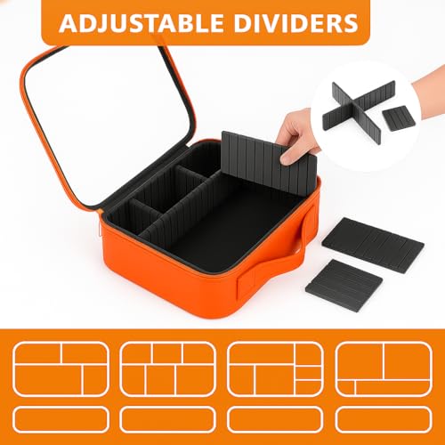 Image of Coslifestore-Cosmetic Case, Travel Makeup Case with Handle, Transparent Makeup Case, Portable Makeup Bag for Cosmetics /Skincare Products /Toiletries (Orange)