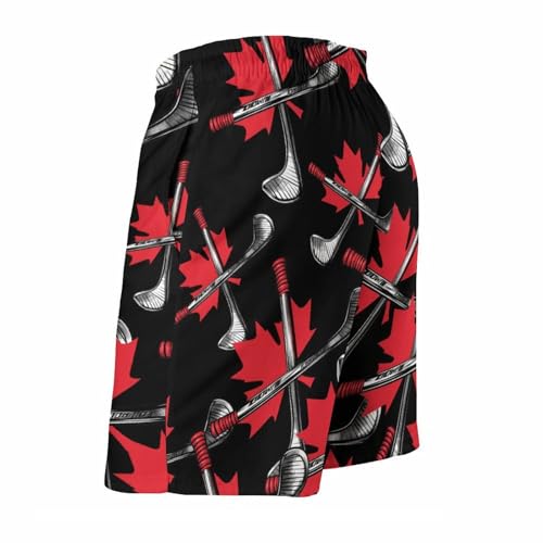 Canada Ice Hockey Maple Men's Swim Trunks Quick Dry Board Shorts Hawaiian Beach Shorts With Pocket4