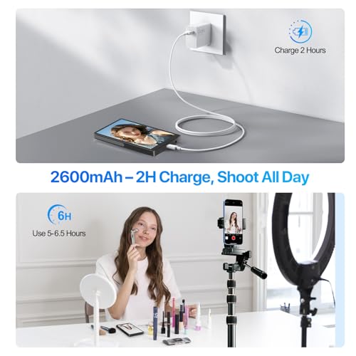 Image of 5 inch Selfie Monitor Screen iPhone 17,1080P Wireless Screen Mirroring Back Camera Monitor iPhone, Magnetic Selfie Screen with Headphone Jack, 2600mAh,100ft Remote for Vlog, Snaplylens for iPhone, Android