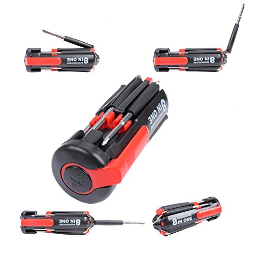 Multi-function Screwdriver,EFORCAR 8 In 1 Turn Screw Kit Tool Set With 6 LEDs Flashlight for DIY Home Kitchen Repair Car Tool Kit Hand Tools