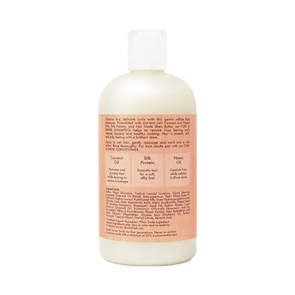SheaMoisture Shampoo Curl and Shine for Curly Hair Coconut and Hibiscus Paraben Free Shampoo 13 oz