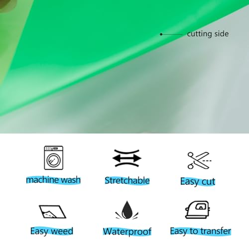 Image of guangyintong Glow in The Dark Heat Transfer Vinyl HTV Rolls, 12 inch x 8ft Luminous Fruit Green Iron on Vinyl for T-Shirts Costumes, PU Elastic HTV Vinyl for All Cutter Machines Easy to Cut & Weed