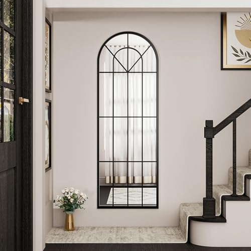 Image of OGCAU Arched Full Length Mirror, 65 inchx22 inch Floor Full Body Mirror, Black