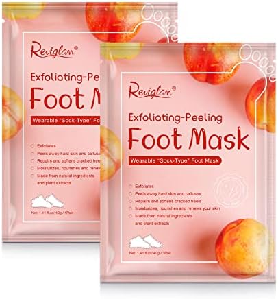 Foot Peel Mask, Feet Peeling Mask 2 Pack, Dead Skin & Calluses Exfoliator for Men and Women (Peach)