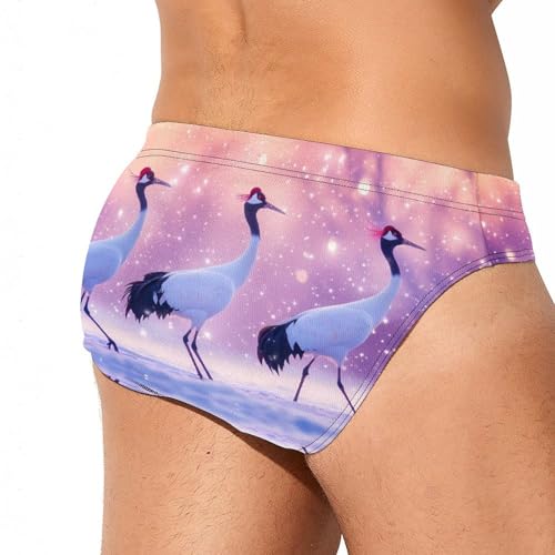 Walking Japanese Cranes Mens Swim Briefs Quick Dry Triangle Trunks Swimsuit Swimming Bikini Swimwear3
