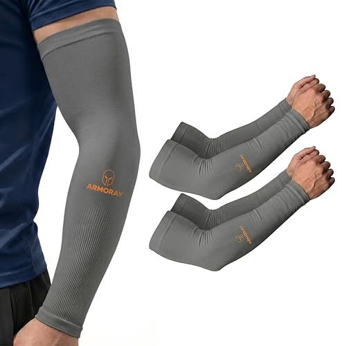 Image of ARMORAY Arm Sleeves for Men and Women - UV Sun Protection Cooling Compression - Tattoo Cover Up Sleeve for Daily Wear & Work