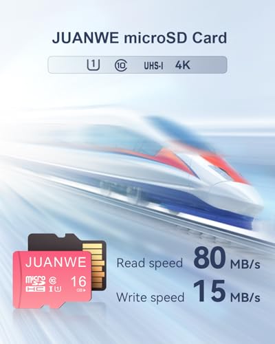 Image of JUANWE 16GB Micro SD Card microSDHC Memory Card, C10, U1,TF Card 16GB for Dash Cam, Security Camera, Pink