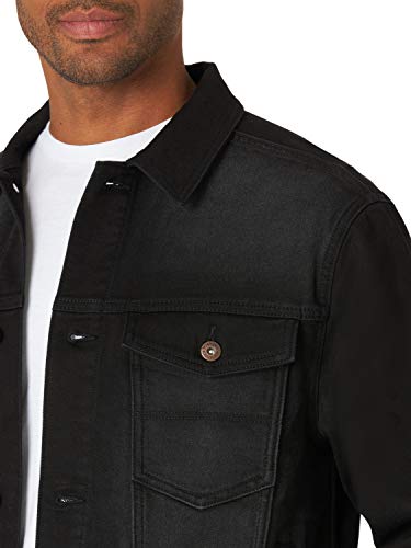 Wrangler Authentics Men's Bonded Fleece Lined Trucker Denim Jacket, Black, X-Large