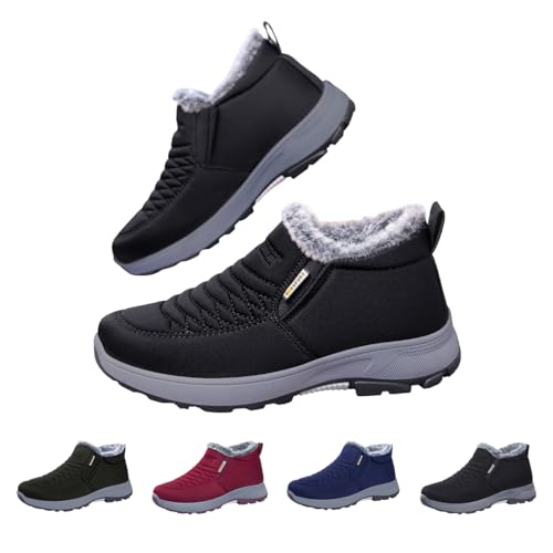 Botas Mujer Nieve Hombre Botines Invierno Calientes Botin Pelo Mujer Impermeables Zapatos De Algodón Fur Forro Cálido con Cremallera Invierno Senderismo Antideslizante